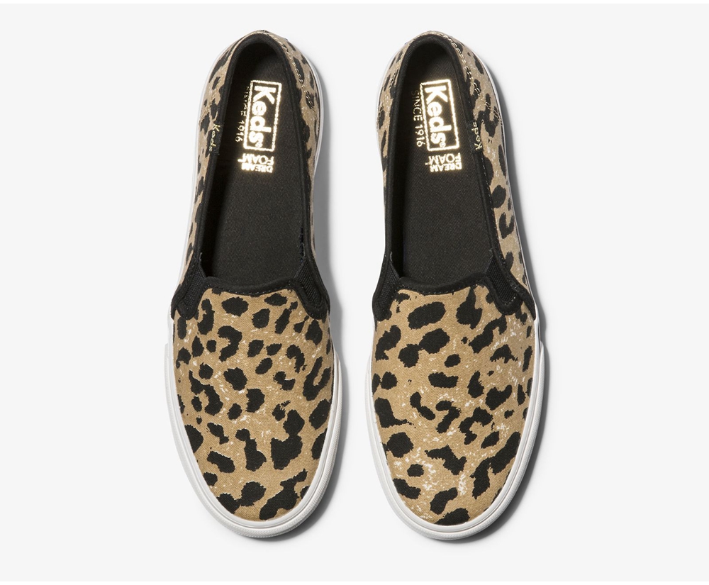 Slip Ons Keds Femme Marron - Double Decker Leopard - 769-SDLICX